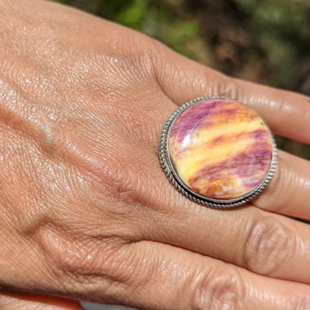 Navajo Statement Ring Spiny Oyster Sterling‎ Silver Beautiful Signed*** - Picture 6 of 10